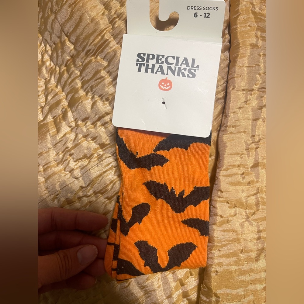 Orange Bat Dress Socks